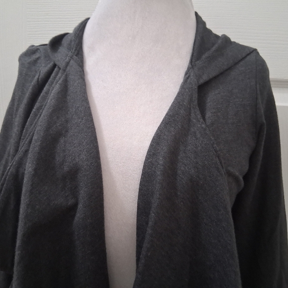 J. Jill Pure Jill Sand Washed Draped Front Open Jacket In Onyx Grey Size M - Picture 3 of 12